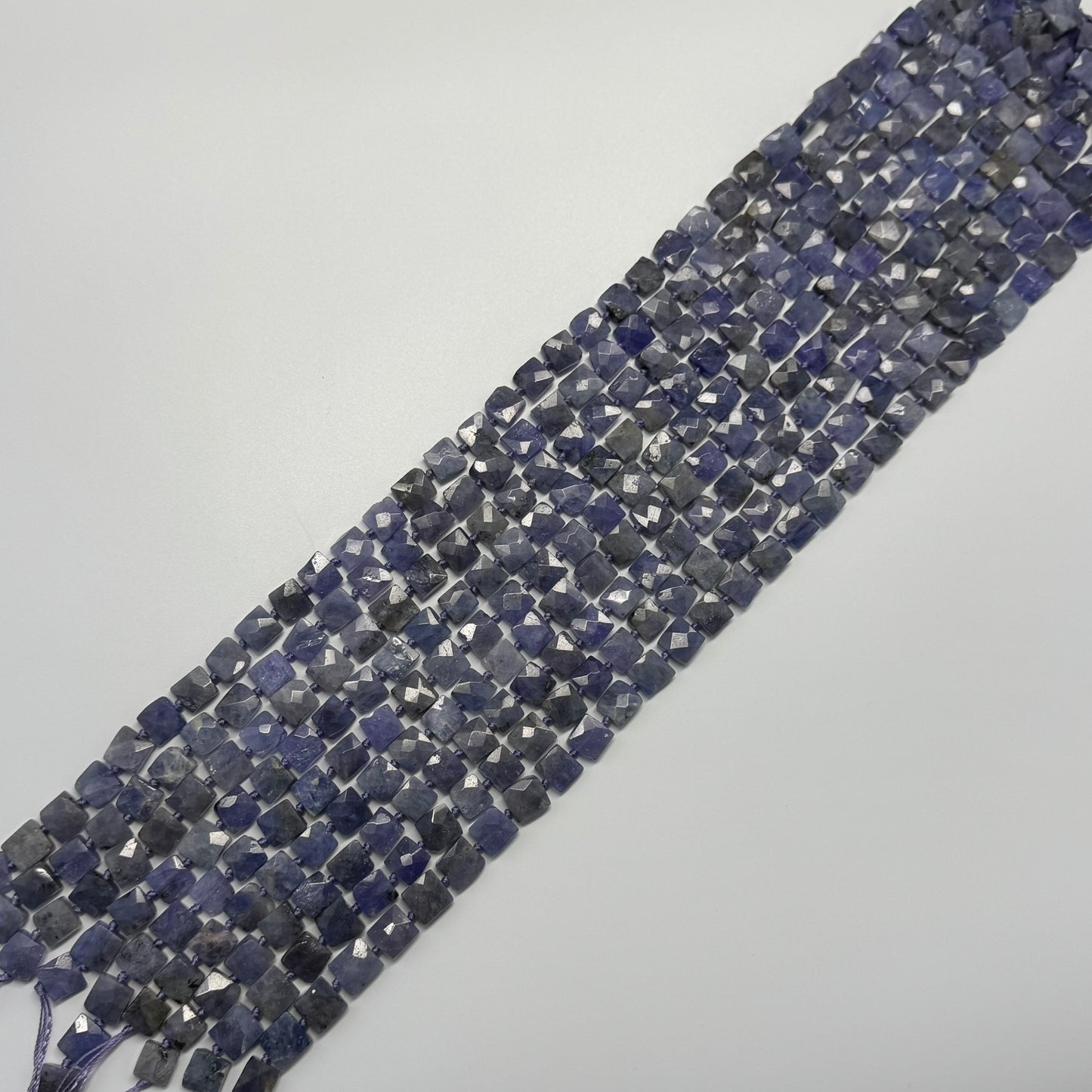 Tanzanite Faceted Flat Square Gemstone Beads
