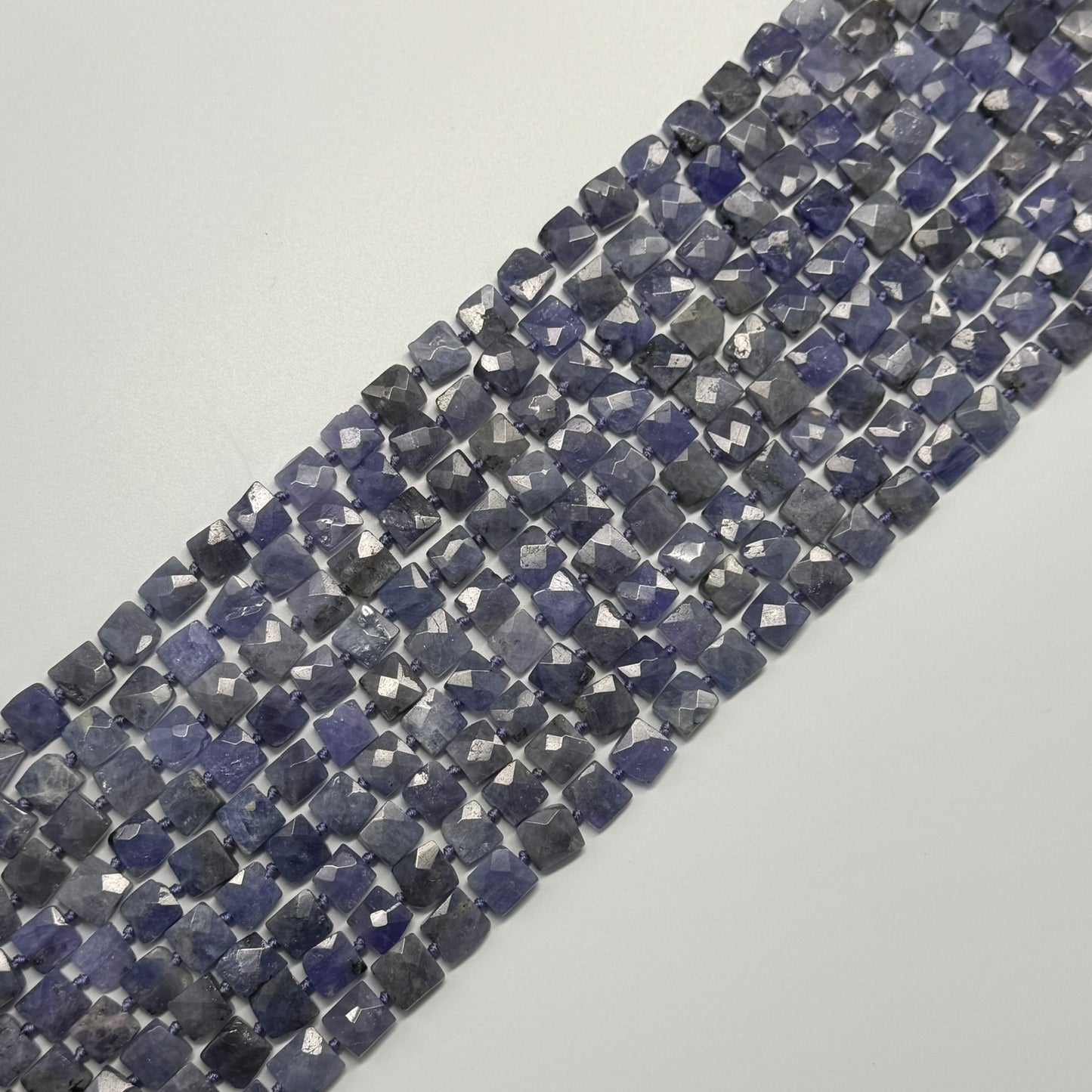 Tanzanite Faceted Flat Square Gemstone Beads