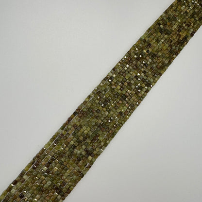 Green Garnet Faceted Square Beads