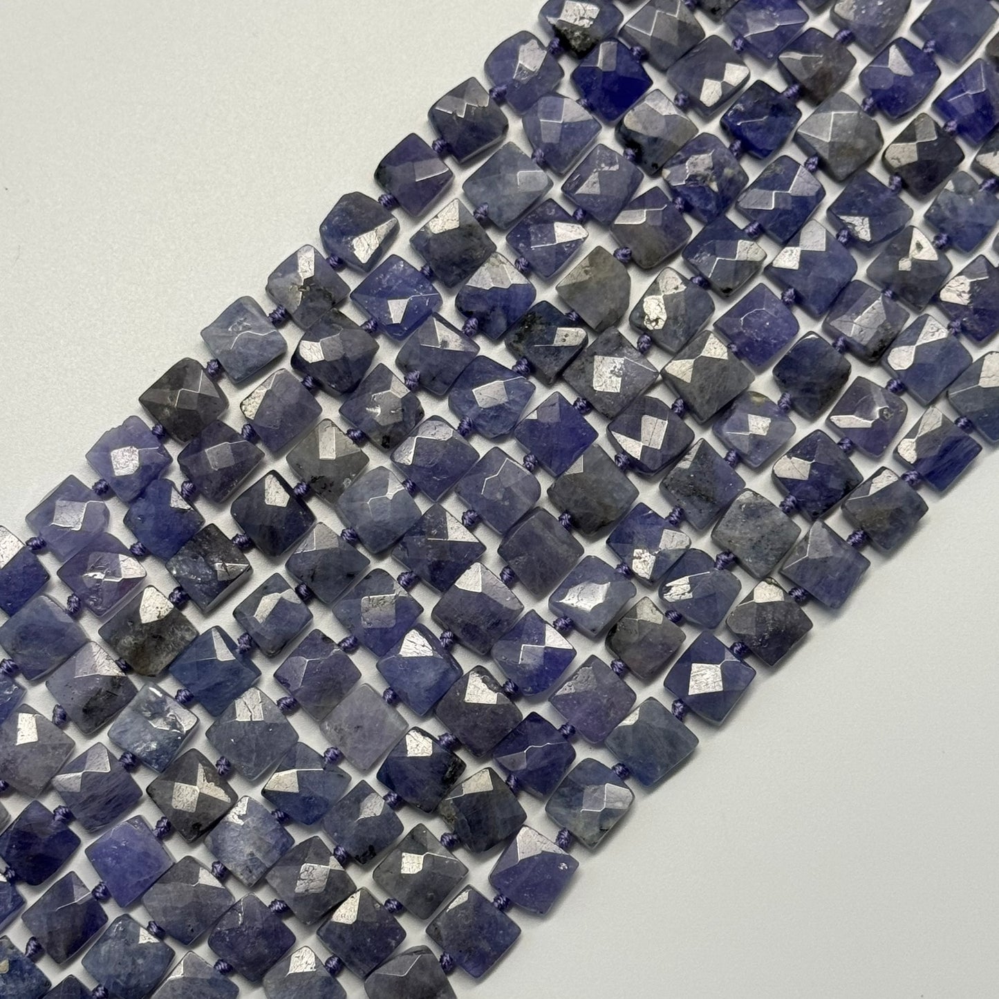 Tanzanite Faceted Flat Square Gemstone Beads