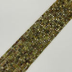 Green Garnet Faceted Square Beads