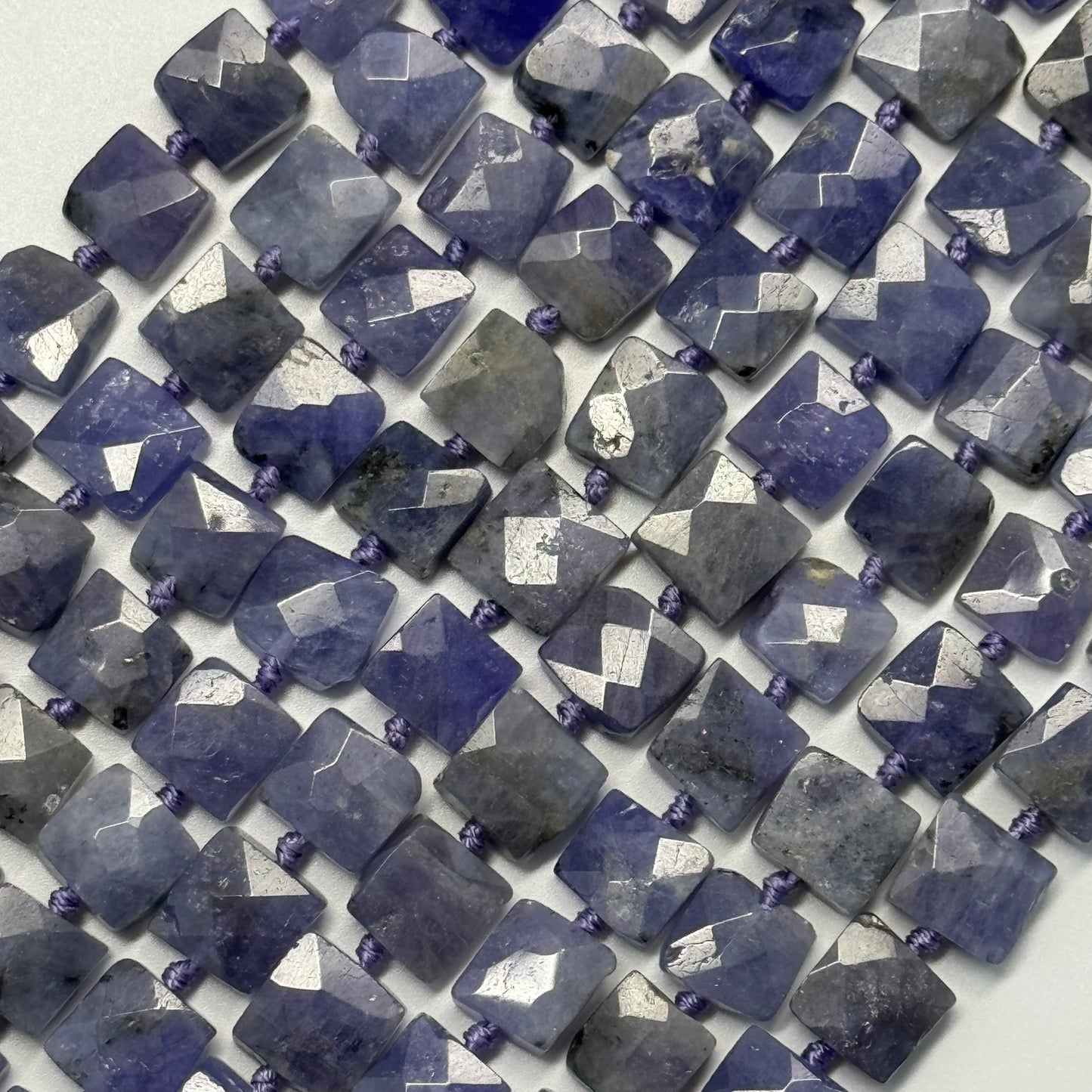 Tanzanite Faceted Flat Square Gemstone Beads