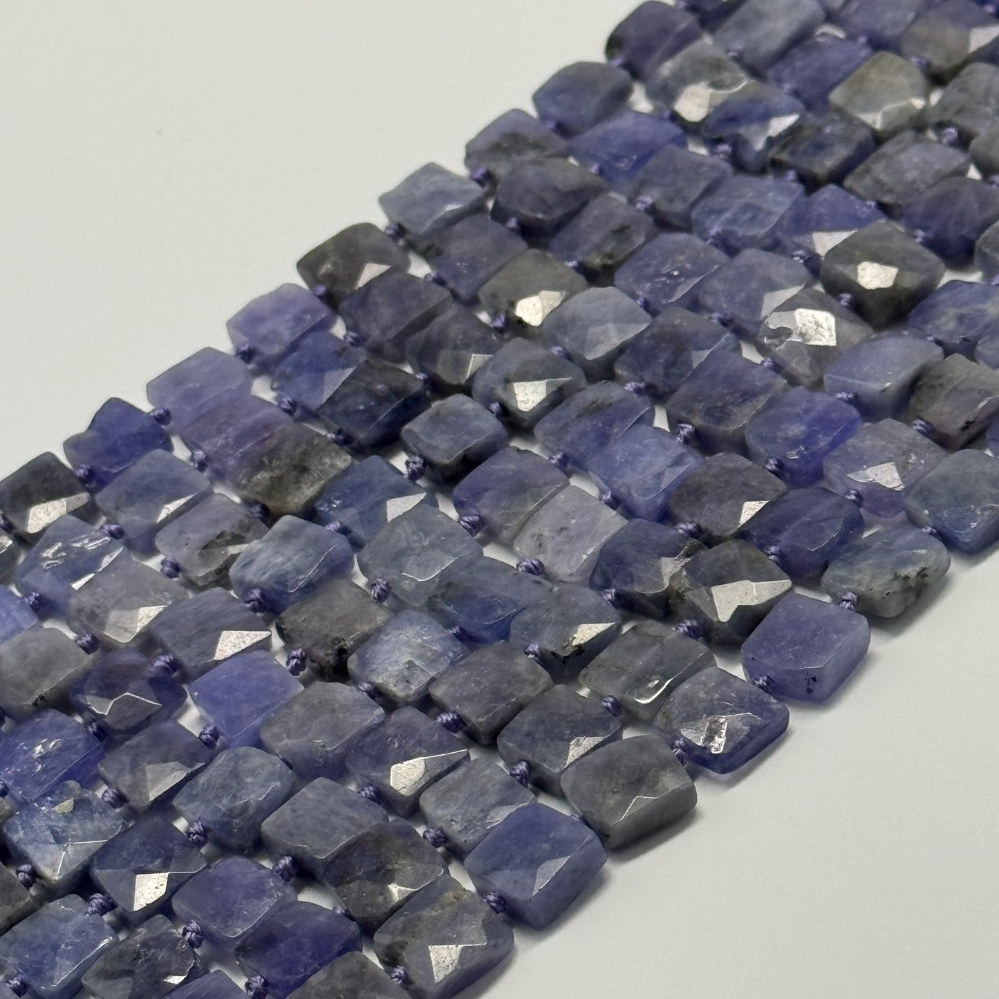 Tanzanite Faceted Flat Square Gemstone Beads