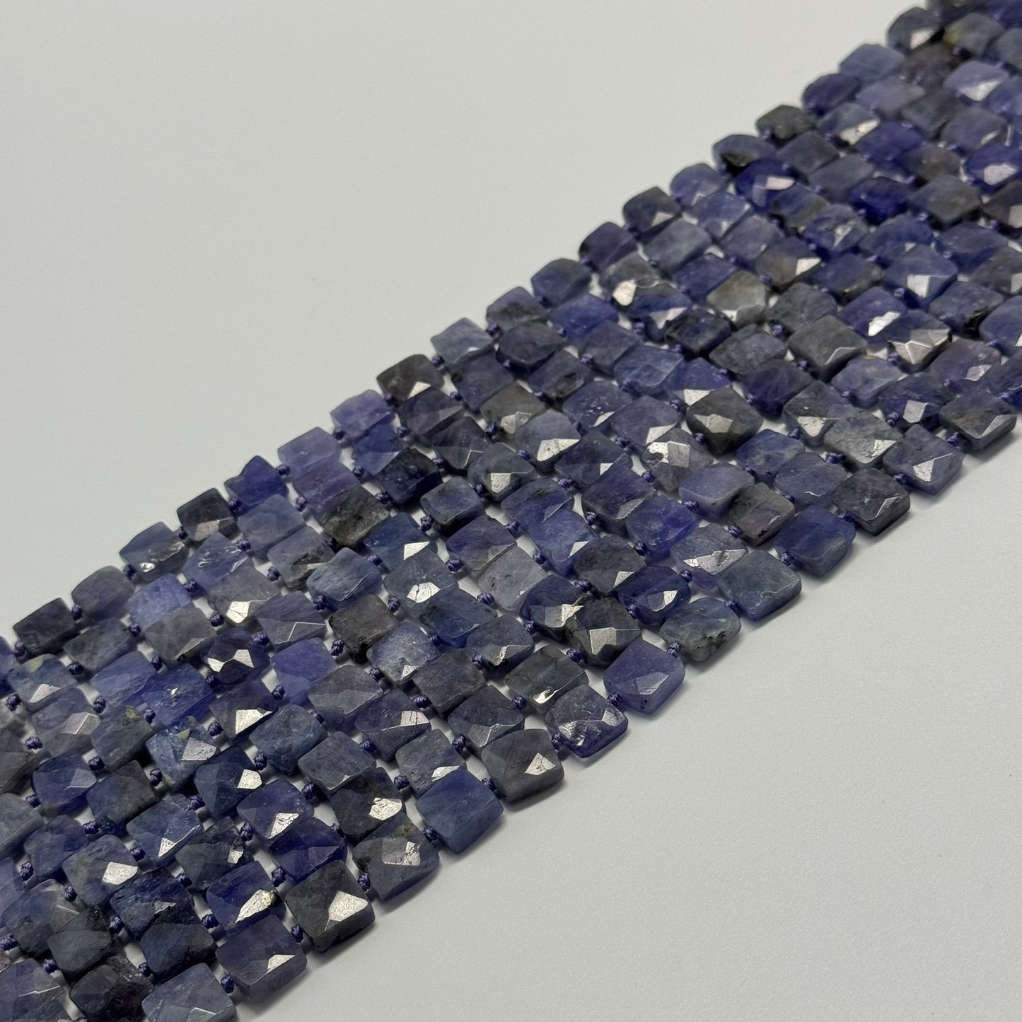 Tanzanite Faceted Flat Square Gemstone Beads