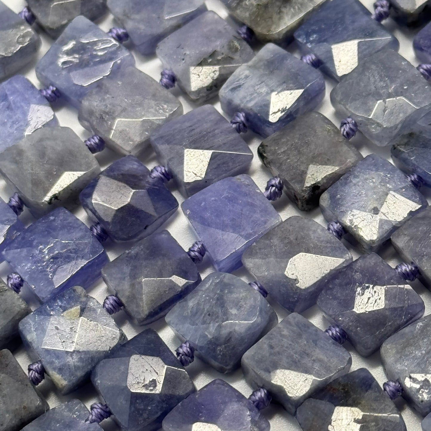 Tanzanite Faceted Flat Square Gemstone Beads
