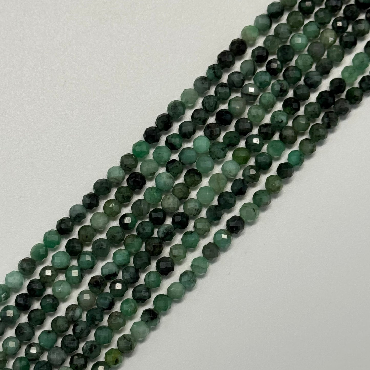 Emerald Faceted Precious Stone Beads - Round Shape