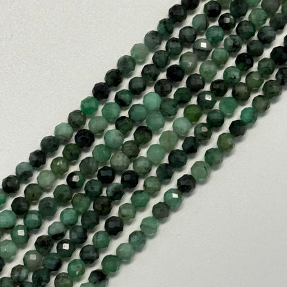 Emerald Faceted Precious Stone Beads - Round Shape