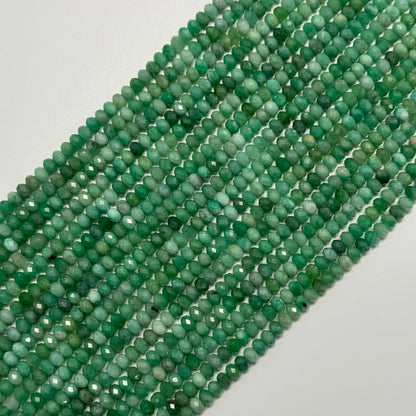 Emerald Faceted Precious Stone Beads - Rondelle Shape