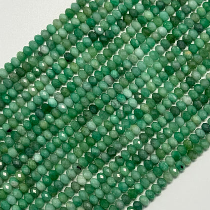 Emerald Faceted Precious Stone Beads - Rondelle Shape