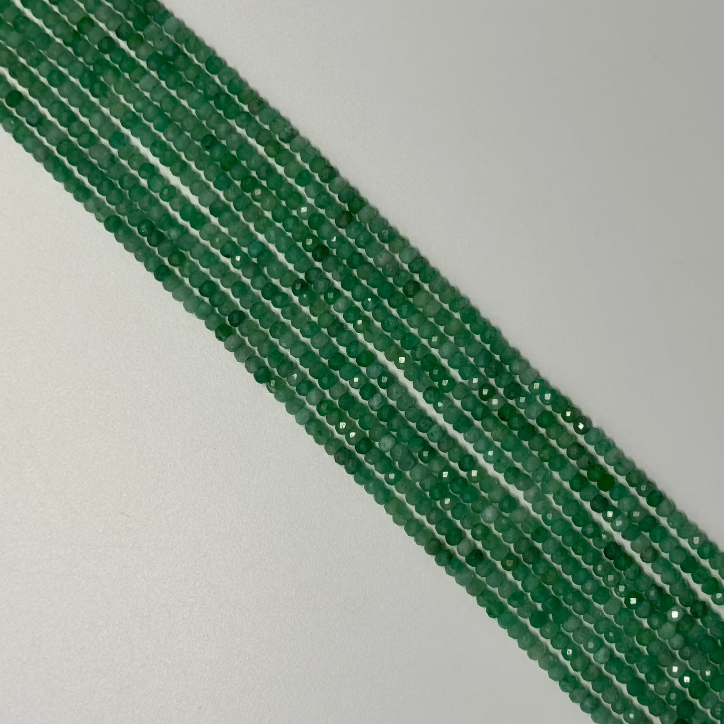 Emerald Faceted Precious Stone Beads - Rondelle Shape