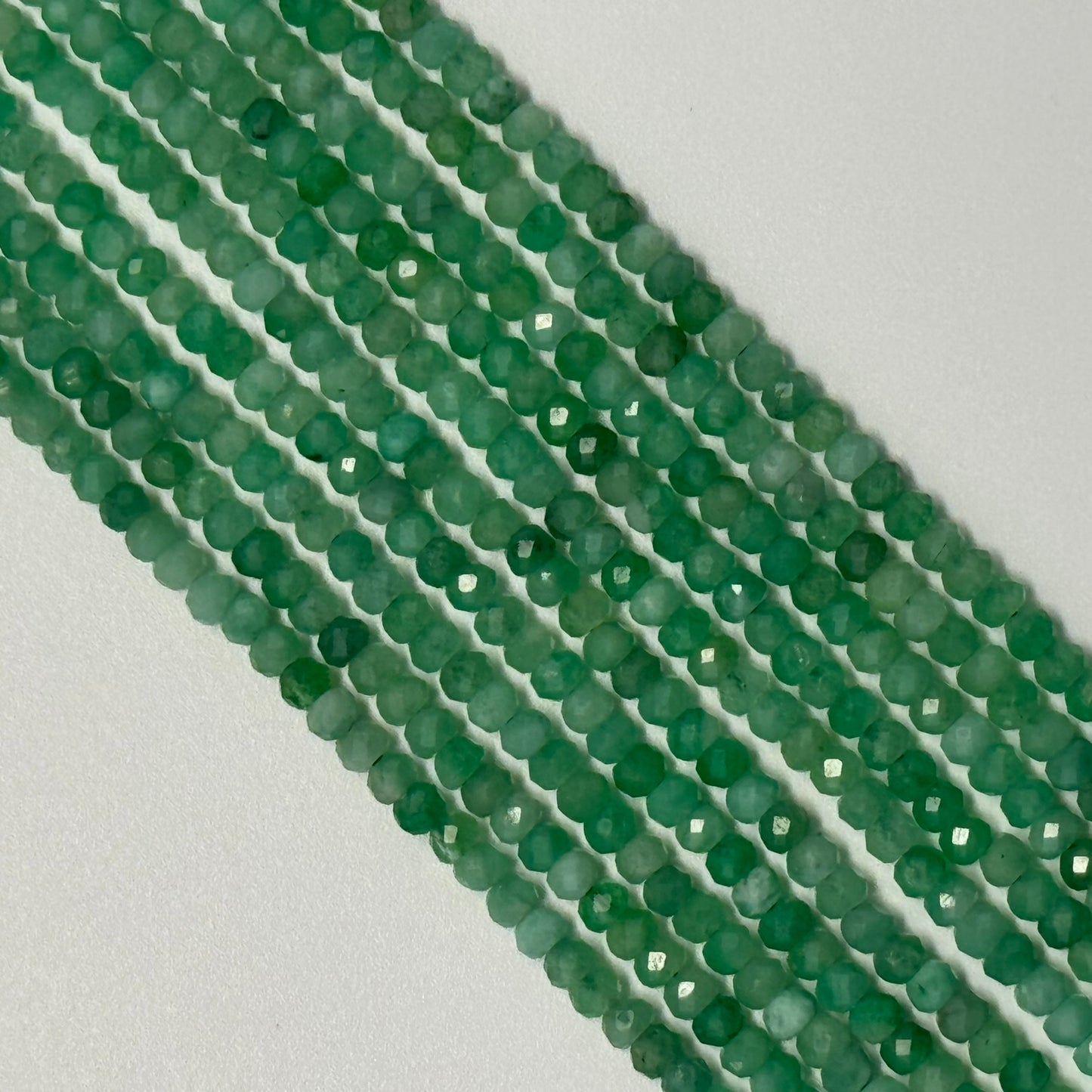 Emerald Faceted Precious Stone Beads - Rondelle Shape