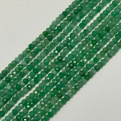 Emerald Faceted Precious Stone Beads - Rondelle Shape