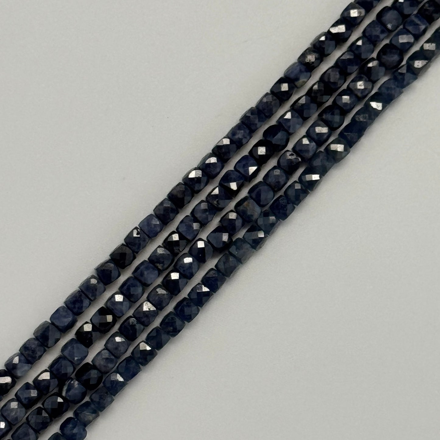 Sapphire Faceted Square Beads