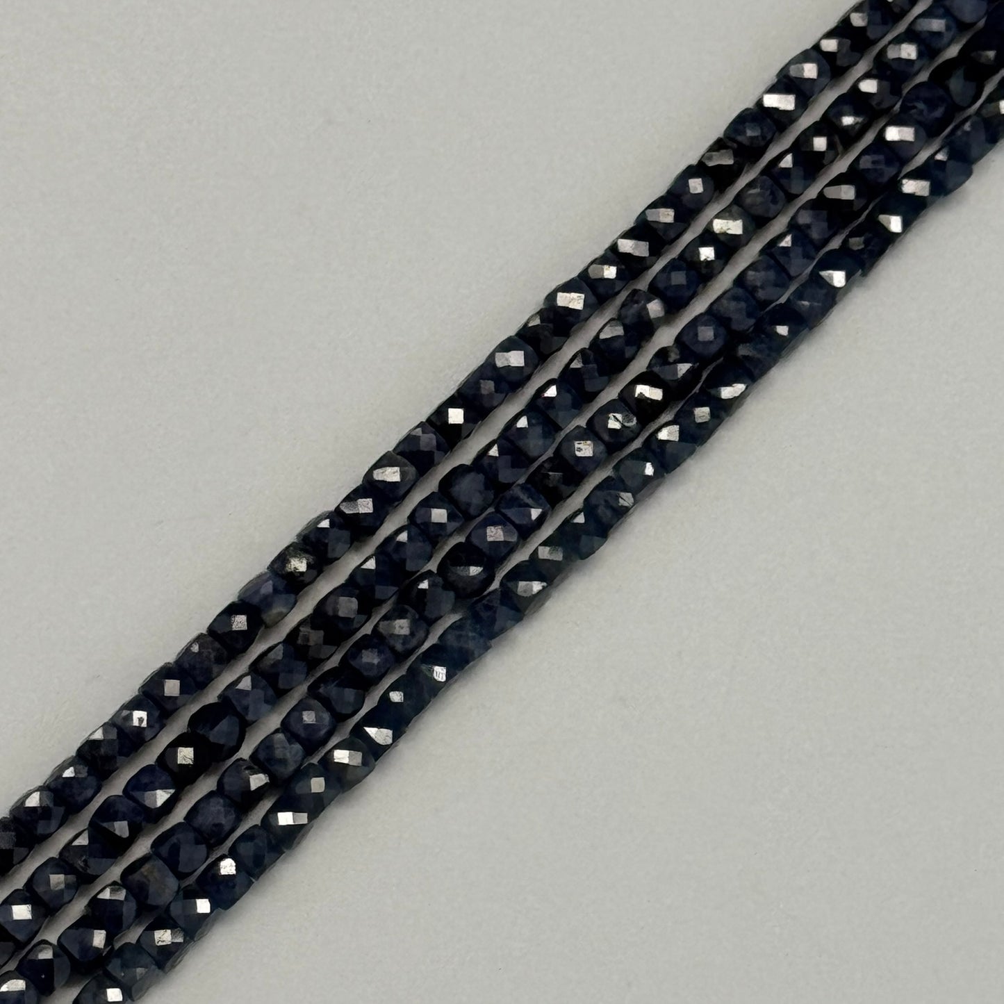 Sapphire Faceted Square Beads