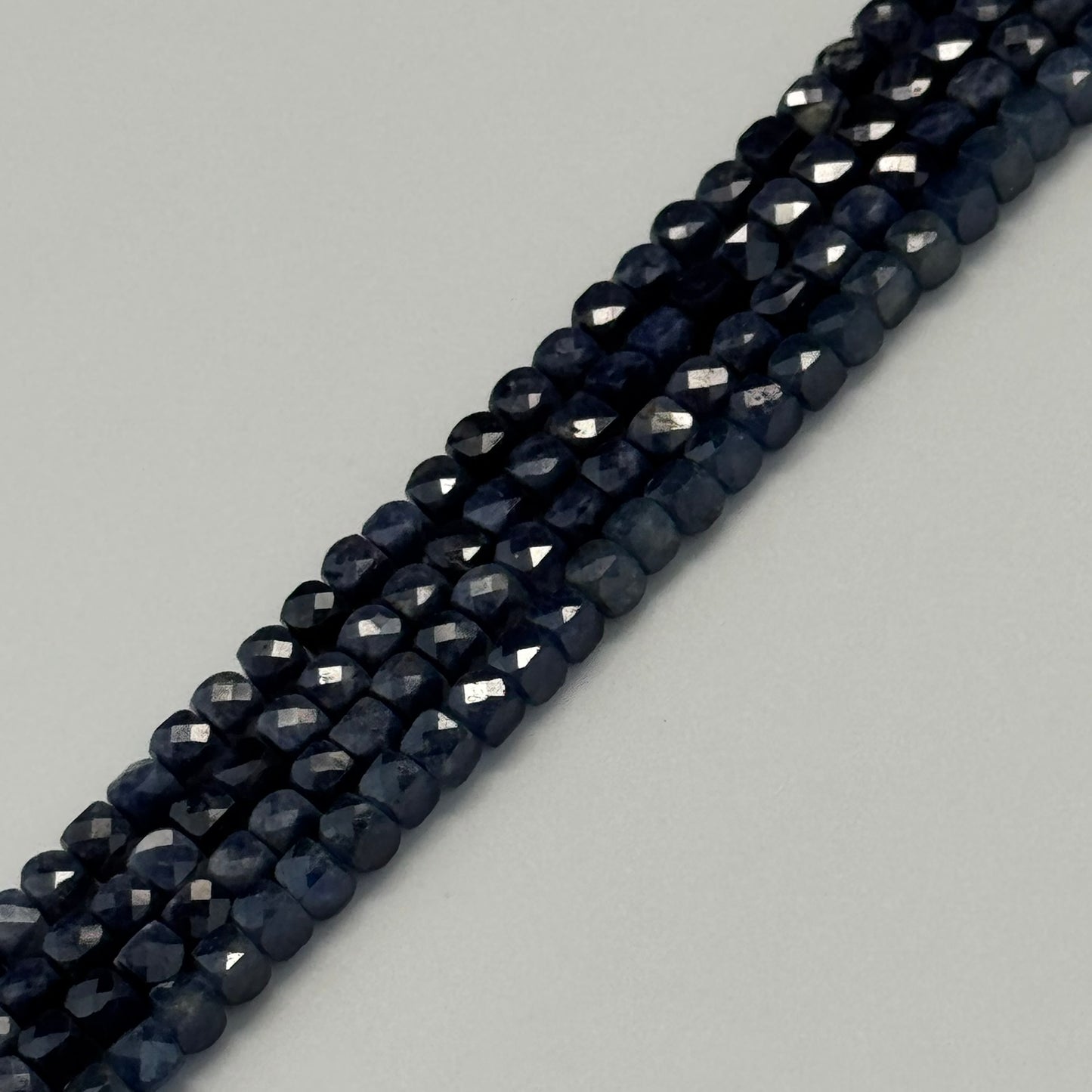 Sapphire Faceted Square Beads