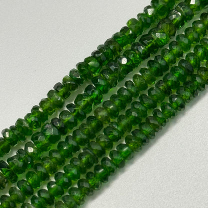 Diopside Faceted Beads - Rondelle Shape