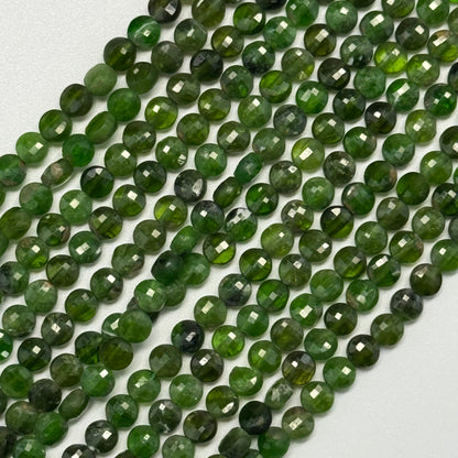 Diopside Faceted Beads - Lentil Shape