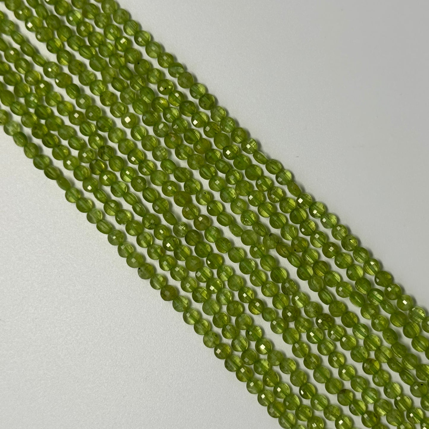 Peridot Lentil Faceted Gemstone Beads