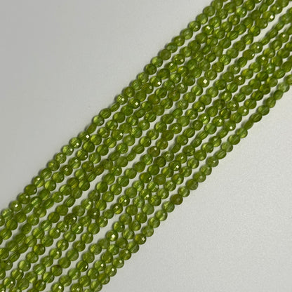 Peridot Lentil Faceted Gemstone Beads