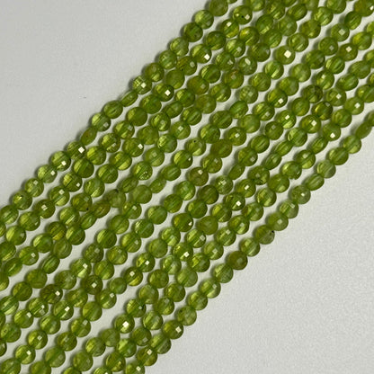 Peridot Lentil Faceted Gemstone Beads