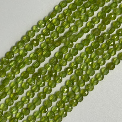 Peridot Lentil Faceted Gemstone Beads