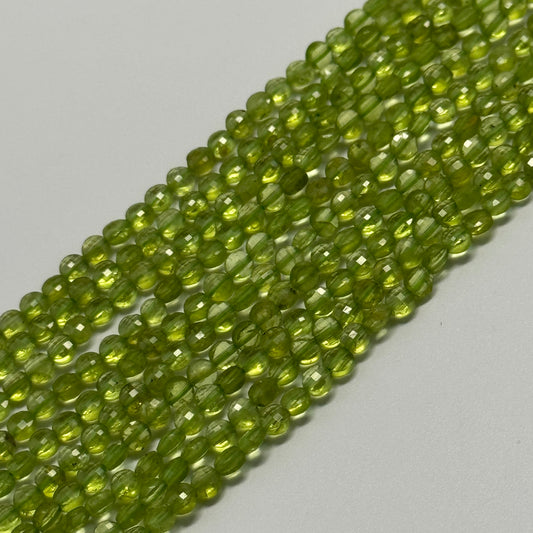 Peridot Lentil Faceted Gemstone Beads