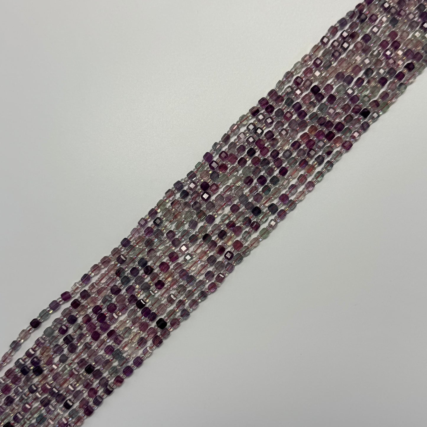 Faceted Fluorite Square Beads (AA Quality)