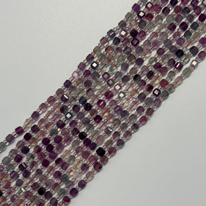 Faceted Fluorite Square Beads (AA Quality)