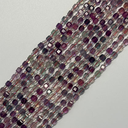 Faceted Fluorite Square Beads (AA Quality)