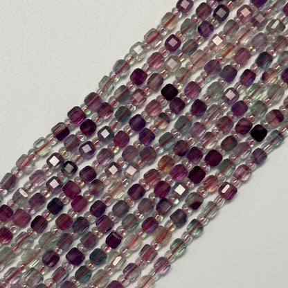 Faceted Fluorite Square Beads (AA Quality)