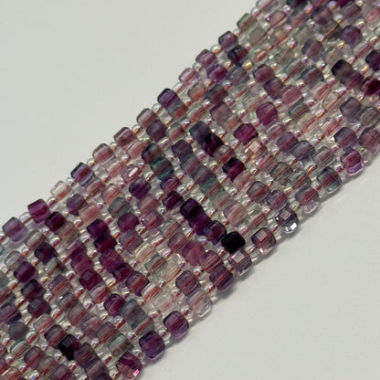 Faceted Fluorite Square Beads (AA Quality)