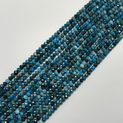 Blue Apatite Faceted Rondelle Beads