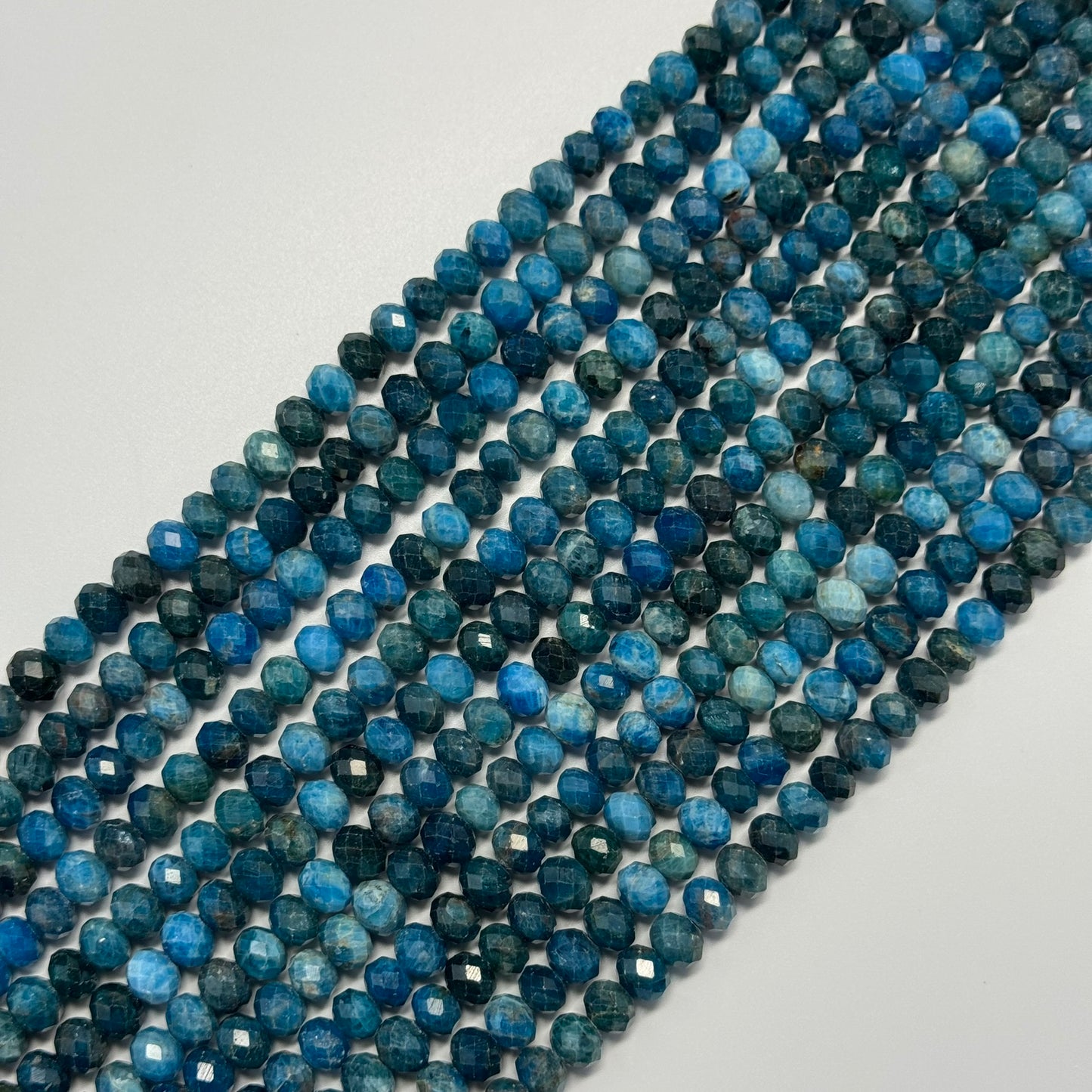 Blue Apatite Faceted Rondelle Beads