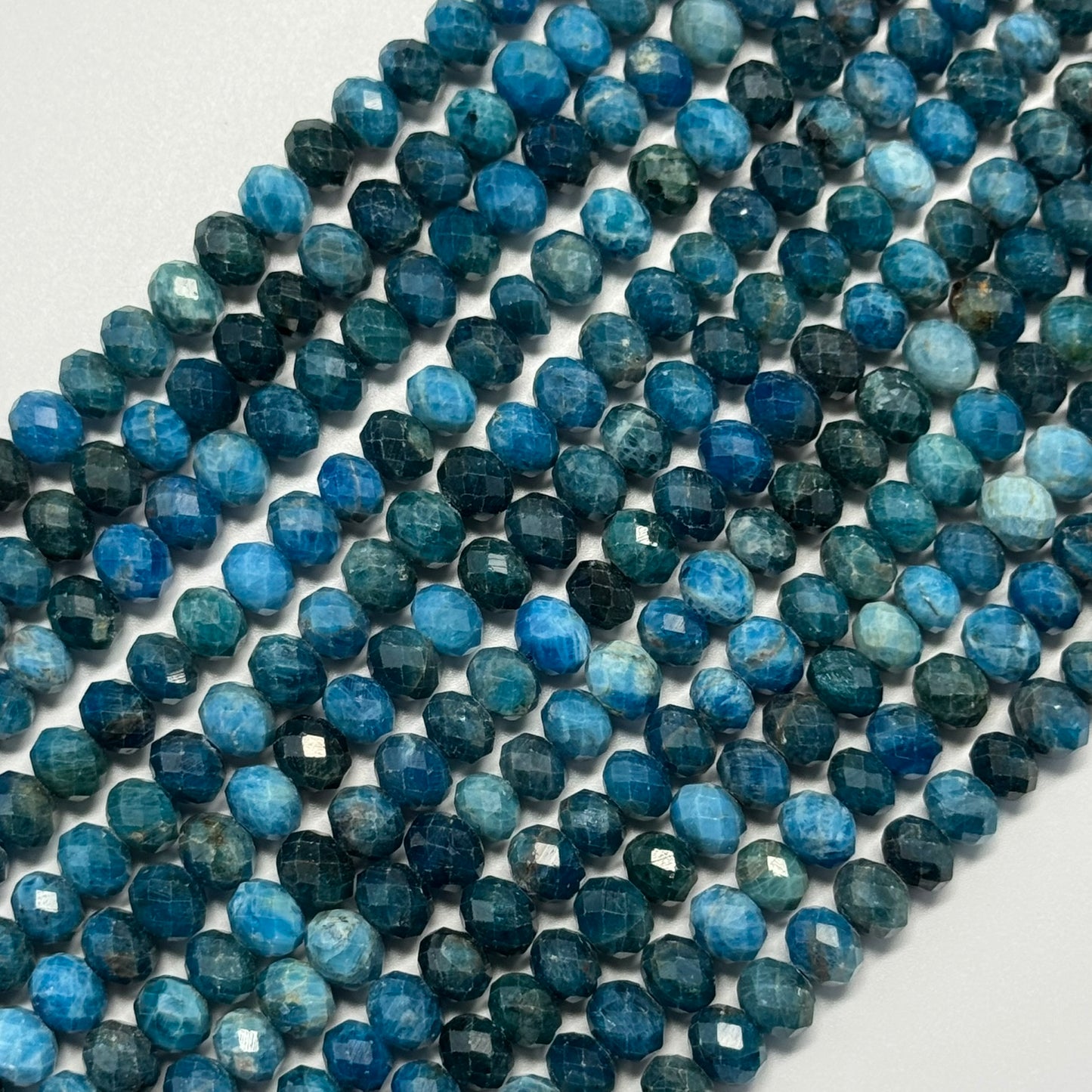Blue Apatite Faceted Rondelle Beads