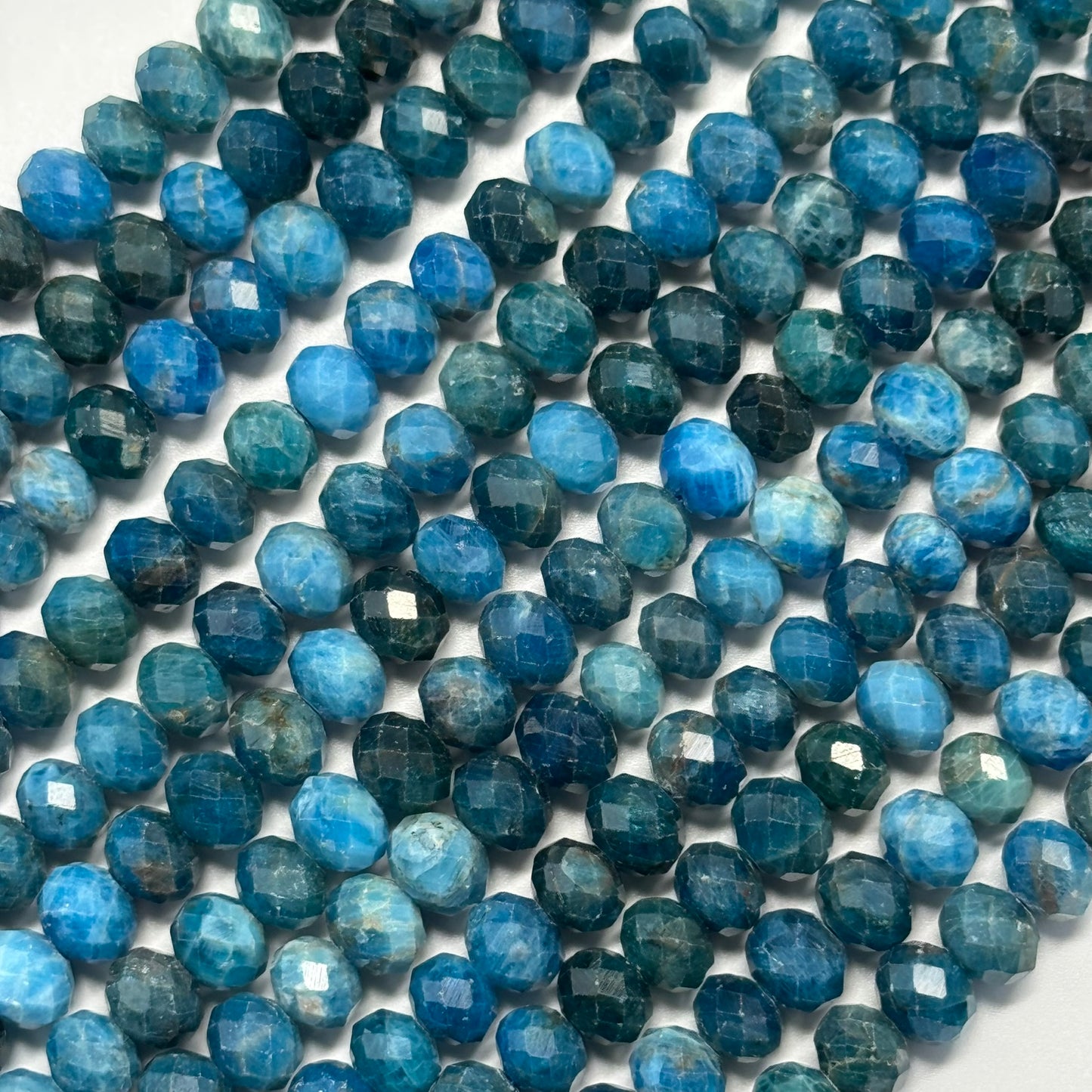 Blue Apatite Faceted Rondelle Beads