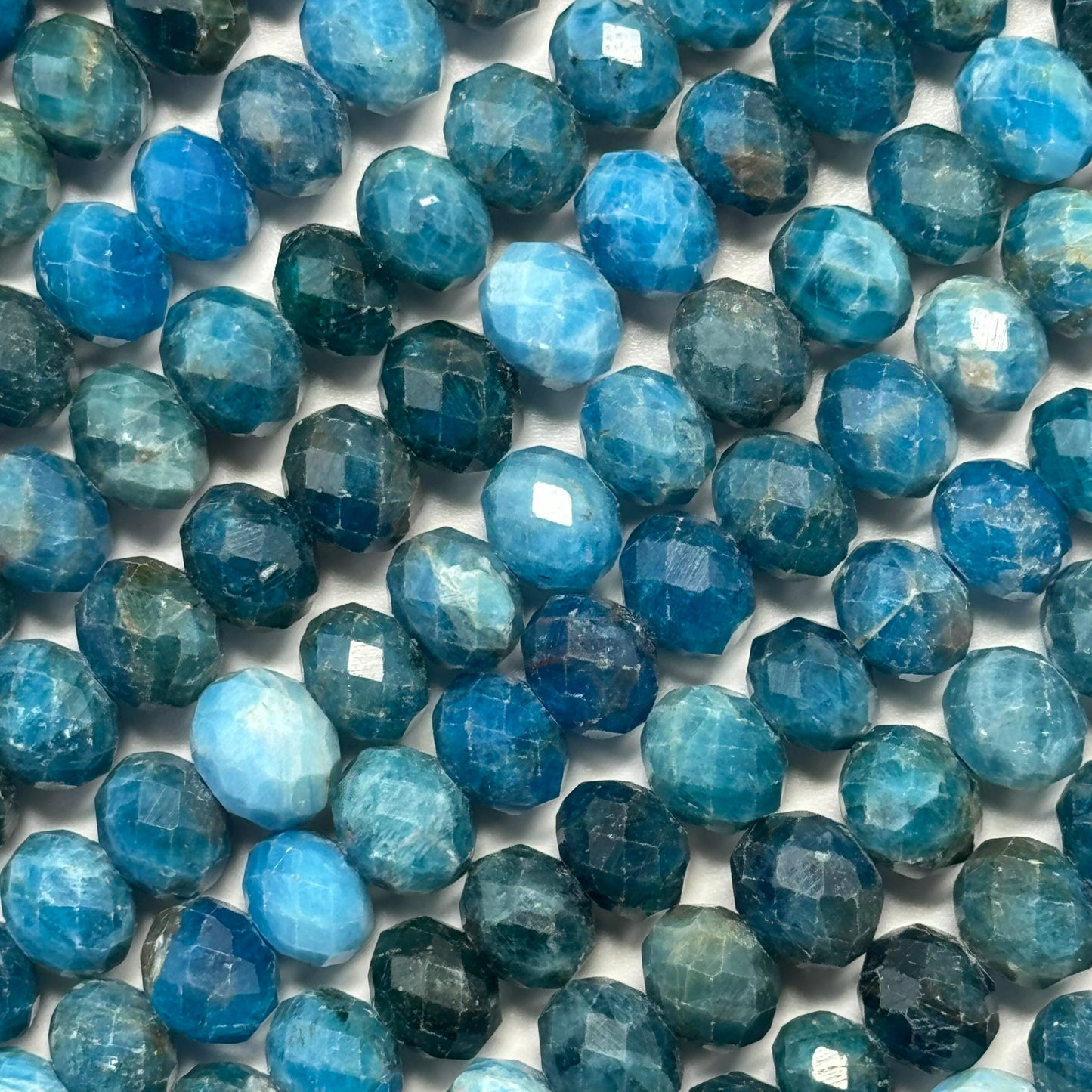 Blue Apatite Faceted Rondelle Beads