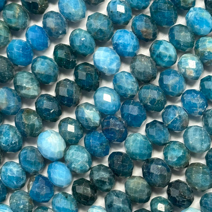 Blue Apatite Faceted Rondelle Beads