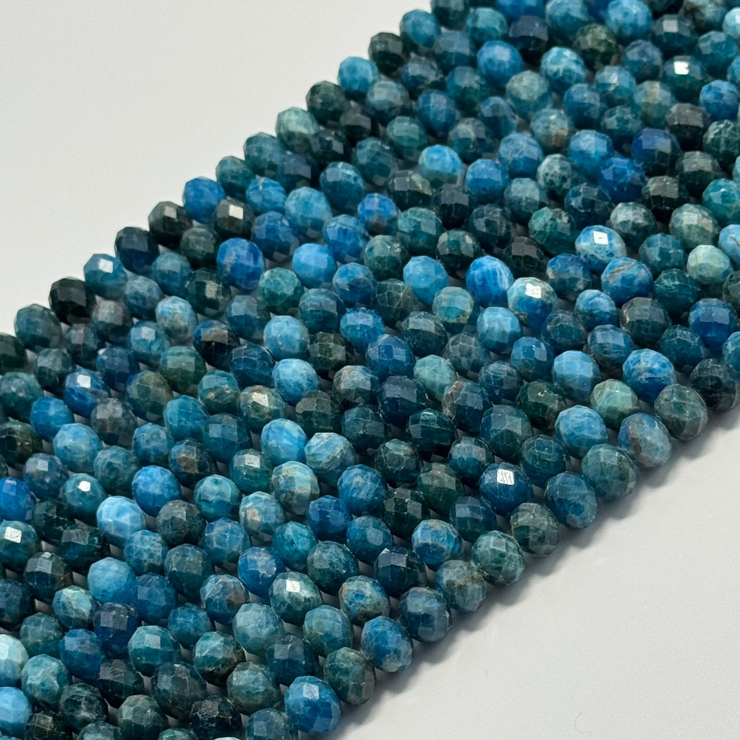 Blue Apatite Faceted Rondelle Beads