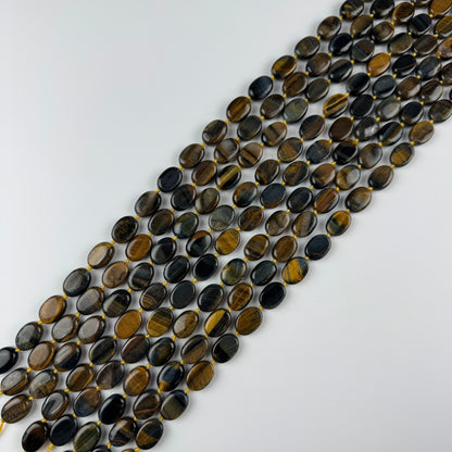 Tiger’s Eye Bi-Color Oval Shape (Blue & Brown) Gemstone Beads