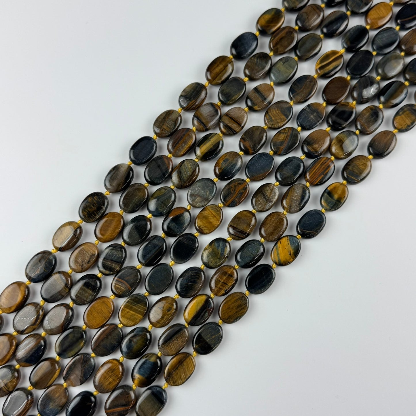 Tiger’s Eye Bi-Color Oval Shape (Blue & Brown) Gemstone Beads