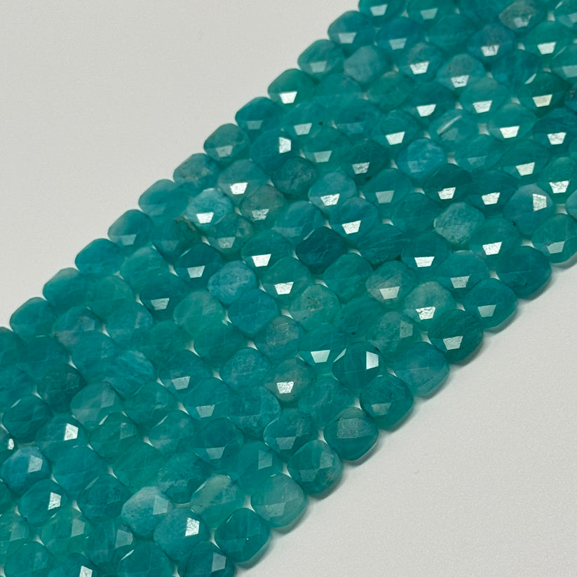 Faceted Square Semi Precious Stone Beads