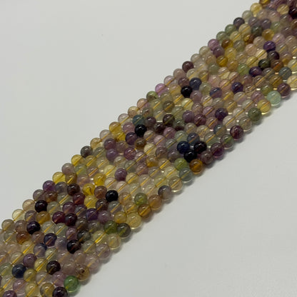 Fluorite Rainbow Yellow Polished Round Gemstone Beads (A Quality)