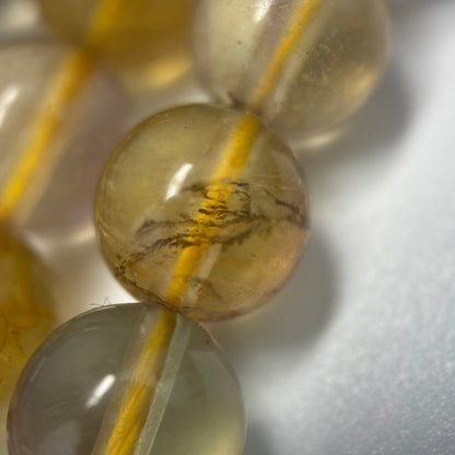 Fluorite Rainbow Yellow Polished Round Gemstone Beads (A Quality)