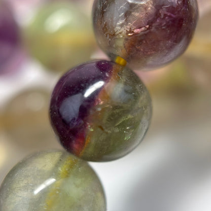 Fluorite Rainbow Yellow Polished Round Gemstone Beads (A Quality)