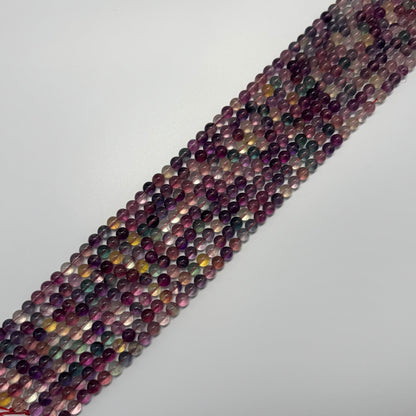 Fluorite Rainbow Pink Polished Round Gemstone Beads (AA Quality)