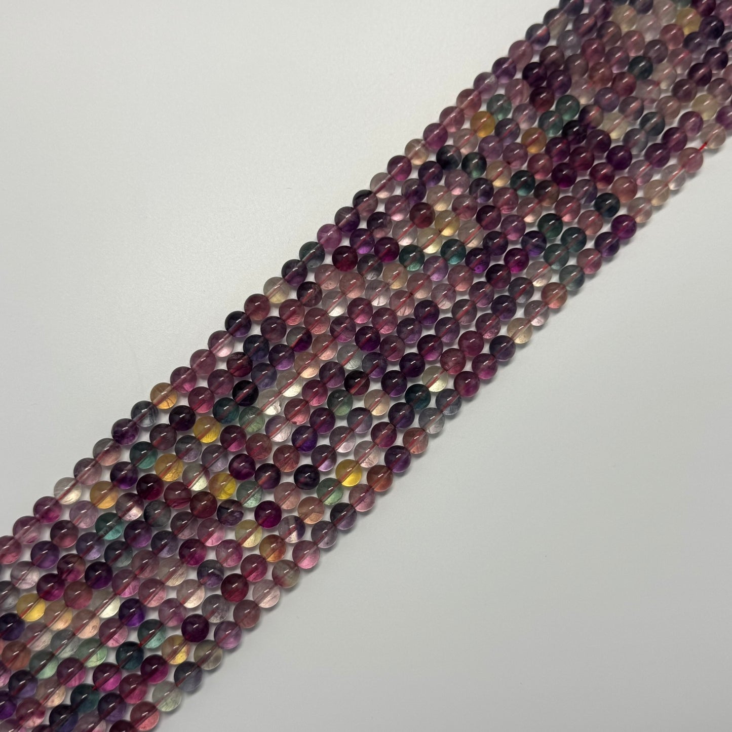 Fluorite Rainbow Pink Polished Round Gemstone Beads (AA Quality)