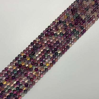 Fluorite Rainbow Pink Polished Round Gemstone Beads (AA Quality)