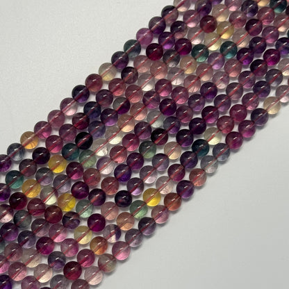 Fluorite Rainbow Pink Polished Round Gemstone Beads (AA Quality)