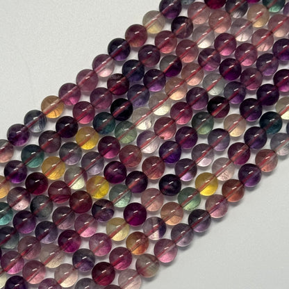 Fluorite Rainbow Pink Polished Round Gemstone Beads (AA Quality)