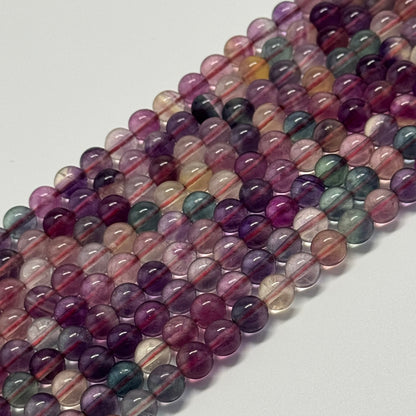 Fluorite Rainbow Pink Polished Round Gemstone Beads (AA Quality)